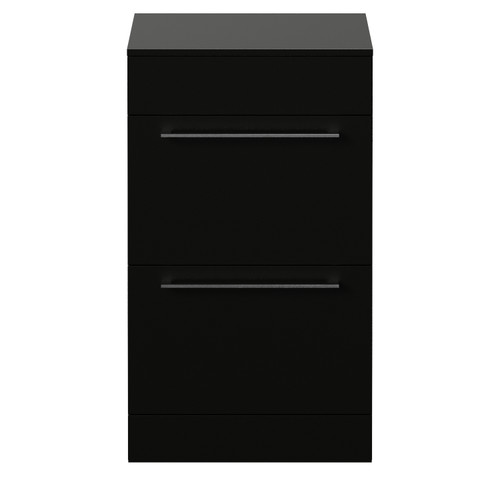 Napoli 390 Matt Black 500mm 2 Drawer Vanity Unit for Countertop Basins Front View