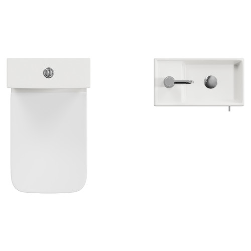 Napoli Cube Matt Black 400mm Single Door Wall Mounted Vanity Unit and Toilet Suite with Align Basin Top View