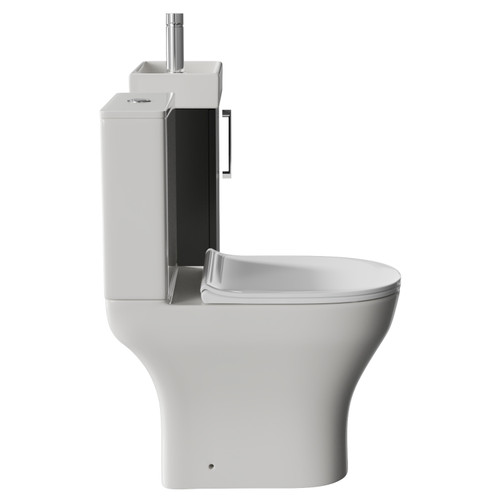 Napoli Cube Matt Black 400mm Single Door Wall Mounted Vanity Unit and Jubilee Toilet Suite with Align Basin Side View