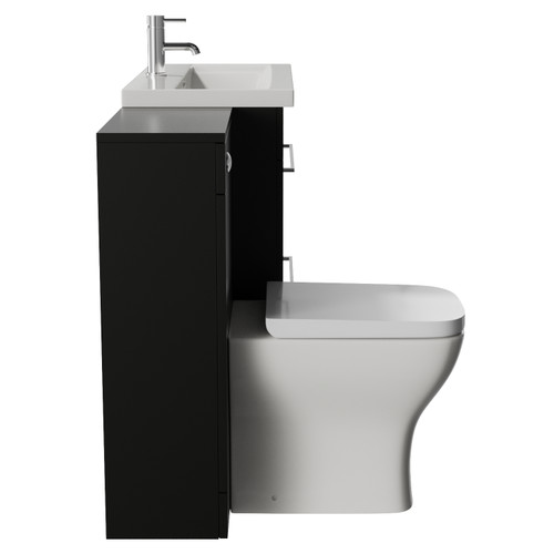 Napoli 390 Matt Black 1300mm 2 Drawer Vanity Unit Toilet Suite with Glide Basin Side View
