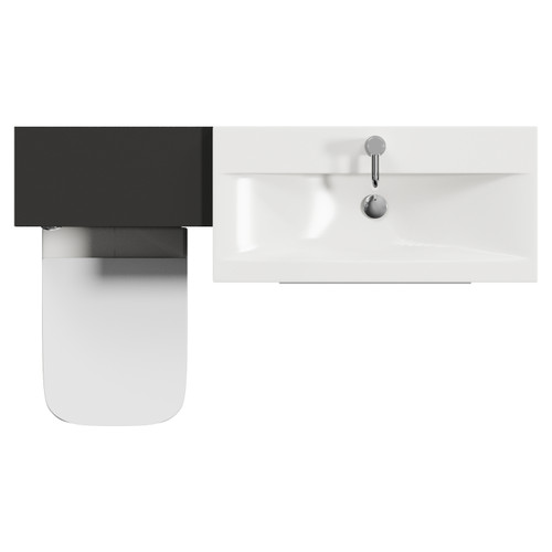 Napoli 390 Matt Black 1300mm 2 Drawer Vanity Unit Toilet Suite with Glide Basin Top View