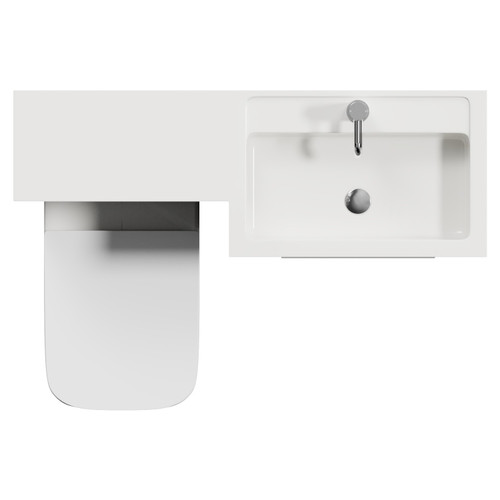 Napoli 390 Matt Black 1100mm 2 Drawer Vanity Unit Toilet Suite with Square Right Hand Lucia Basin Top View