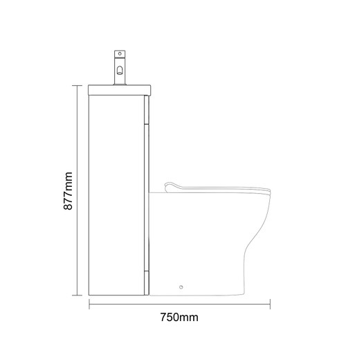 Napoli 250 Matt Black 1000mm 2 Door Vanity Unit Toilet Suite with Round Silvo Basin Side on Dimensions