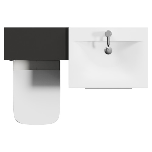 Napoli 460 Matt Black 1100mm 2 Drawer Vanity Unit Toilet Suite with Glide Basin Top View