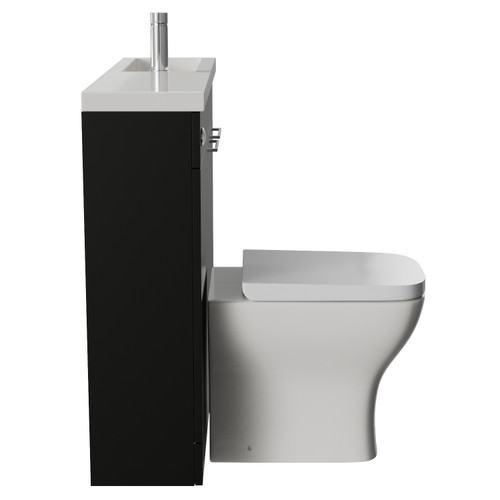 Napoli 250 Matt Black 1000mm 2 Door Vanity Unit Toilet Suite with Square Silvo Basin Side View