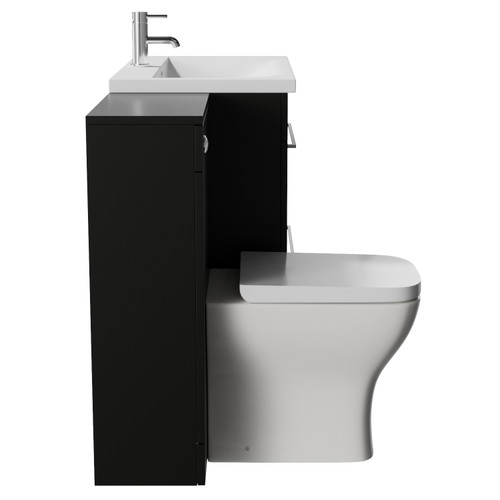Napoli 460 Matt Black 1300mm 2 Drawer Vanity Unit Toilet Suite with Glide Basin Side View
