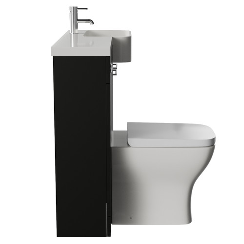 Napoli 250 Matt Black 1000mm 2 Door Vanity Unit Toilet Suite with Right Hand Round Rico Semi Recessed Basin Side View