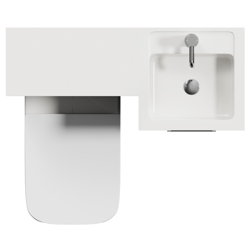Napoli 390 Matt Black 900mm Single Door Vanity Unit Toilet Suite with Right Hand Square Lucia Basin Top View