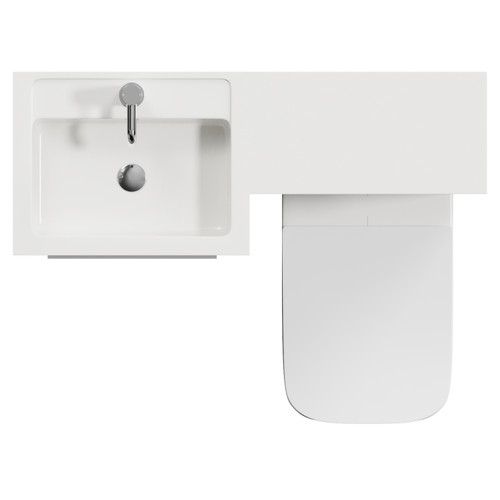 Napoli 390 Matt Black 1000mm 2 Drawer Vanity Unit Toilet Suite with Left Hand Square Lucia Basin Top View