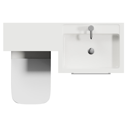 Napoli 460 Matt Black 1100mm 2 Drawer Vanity Unit Toilet Suite with Right Hand Square Lucia Basin Top View