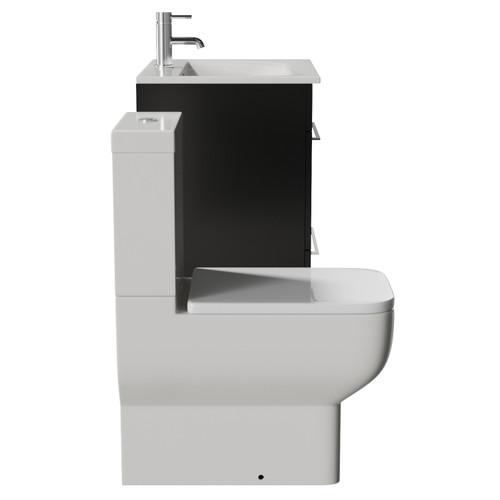 Napoli 460 Matt Black 600mm 2 Drawer Vanity Unit and Tacoma Comfort Height Toilet Suite with Angel Basin Side View