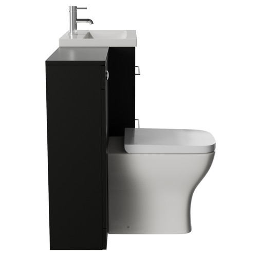 Napoli 390 Cento Matt Black 1200mm 2 Drawer Vanity Unit Toilet Suite with Glide Basin Side View