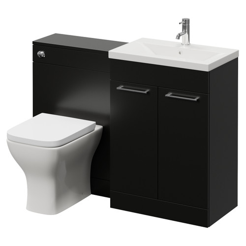 Napoli 390 Cento Matt Black 1200mm 2 Door Vanity Unit Toilet Suite with Glide Basin Right Hand View