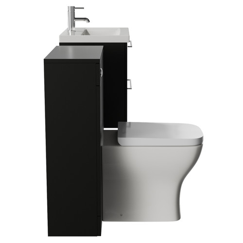 Napoli 390 Cento Matt Black 1200mm Wall Mounted 2 Drawer Vanity Unit and Toilet Suite with Glide Basin Side View