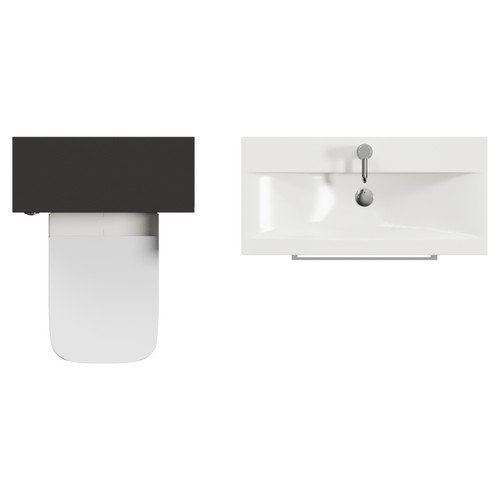 Napoli 390 Cento Matt Black 1400mm Wall Mounted 2 Drawer Vanity Unit and Toilet Suite with Glide Basin Top View