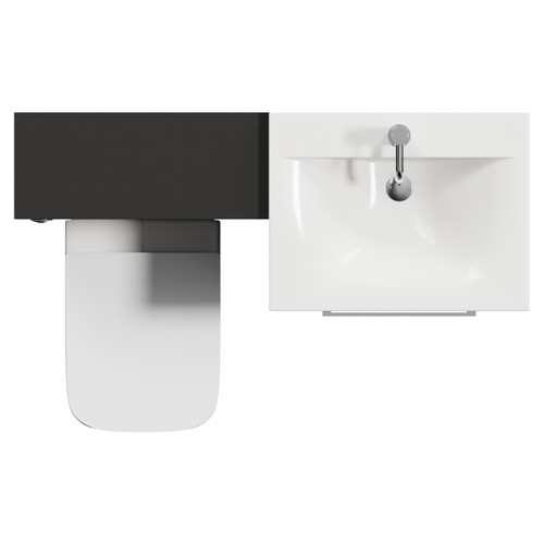 Napoli 460 Cento Matt Black 1200mm 2 Drawer Vanity Unit Toilet Suite with Glide Basin Top View