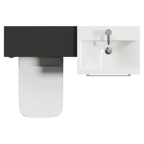 Napoli 390 Cento Matt Black 1100mm 2 Drawer Vanity Unit Toilet Suite with Glide Basin Top View