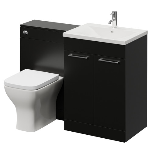 Napoli 460 Cento Matt Black 1200mm 2 Door Vanity Unit Toilet Suite with Glide Basin Right Hand View