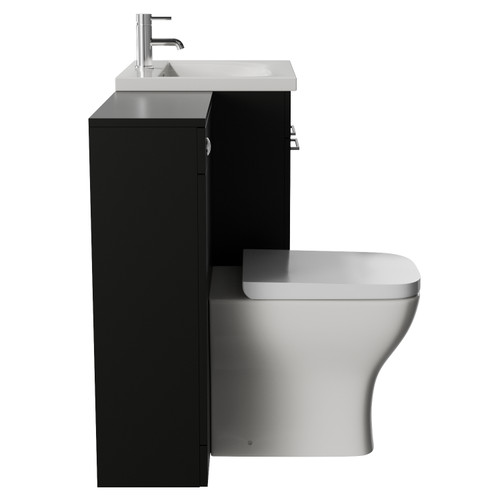 Napoli 460 Cento Matt Black 1200mm 2 Door Vanity Unit Toilet Suite with Glide Basin Side View