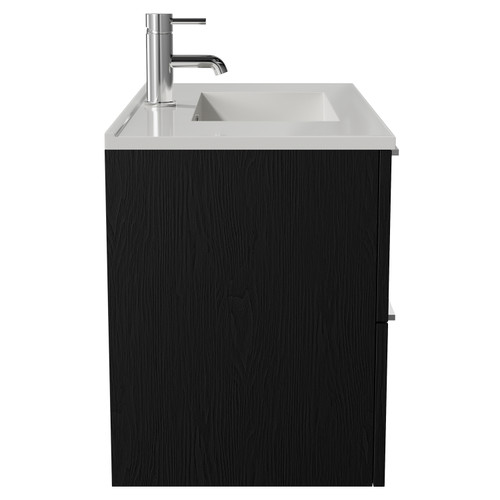 Napoli 390 Nero Oak 800mm Wall Mounted 2 Drawer Vanity Unit with Angel Basin Side View