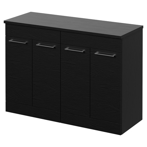 Napoli 460 Nero Oak 1200mm 4 Door Vanity Unit for Countertop Basins Right Hand View