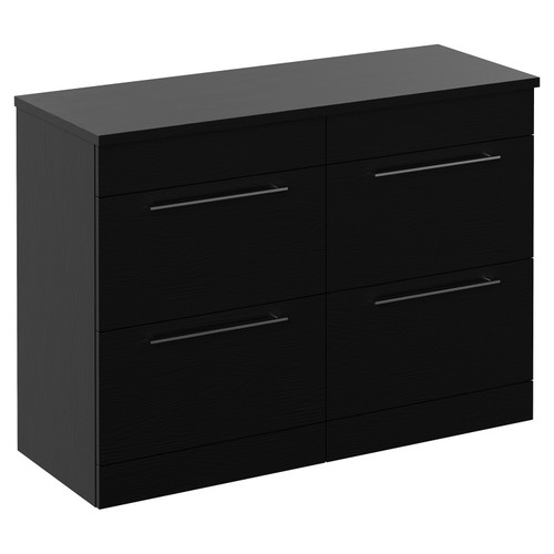 Napoli 460 Nero Oak 1200mm 4 Drawer Vanity Unit for Countertop Basins Left Hand View