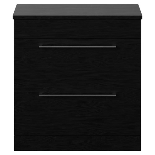 Napoli 390 Nero Oak 800mm 2 Drawer Vanity Unit for Countertop Basins Front View