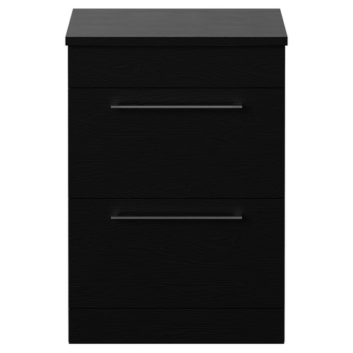 Napoli 390 Nero Oak 600mm 2 Drawer Vanity Unit for Countertop Basins Front View