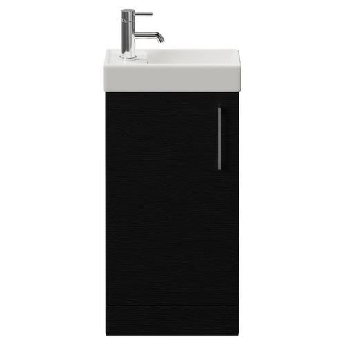 Napoli Cube Nero Oak 400mm Single Door Vanity Unit with Align Basin Front View