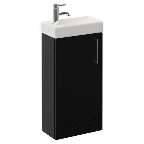 Napoli Cube Nero Oak 400mm Single Door Vanity Unit with Align Basin Left Hand View