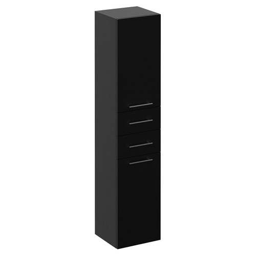 Napoli Nero Oak 350mm x 1600mm Wall Mounted Storage Unit Left Hand View
