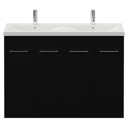 Napoli 390 Nero Oak 1200mm 4 Door Vanity Unit with Double Glide Basins Front View