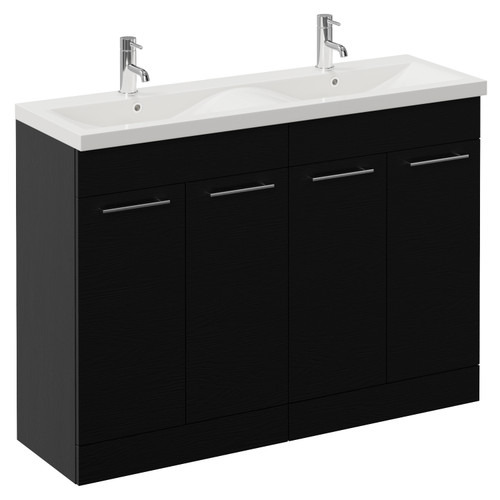 Napoli 390 Nero Oak 1200mm 4 Door Vanity Unit with Double Glide Basins Left Hand View
