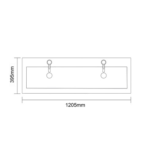 Napoli 390 Nero Oak 1200mm 4 Door Vanity Unit with Double Glide Basins Top Down Dimensions