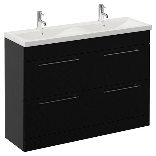 Napoli 390 Nero Oak 1200mm 4 Drawer Vanity Unit with Double Glide Basins Left Hand View