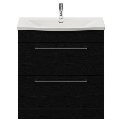 Napoli 390 Nero Oak 800mm 2 Drawer Vanity Unit with Arc Basin Front View