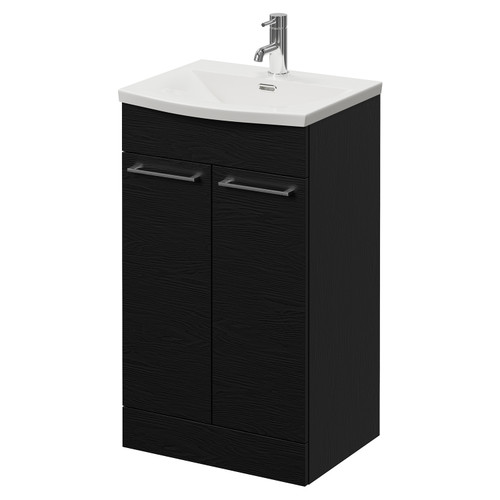 Napoli 390 Nero Oak 500mm 2 Door Vanity Unit with Arc Basin Right Hand View