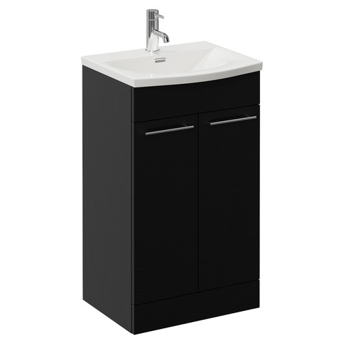 Napoli 390 Nero Oak 500mm 2 Door Vanity Unit with Arc Basin Left Hand View