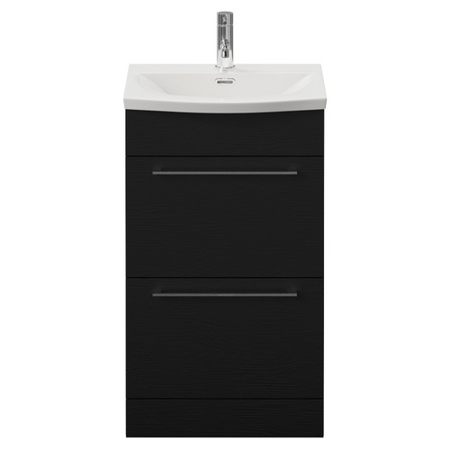 Napoli 390 Nero Oak 500mm 2 Drawer Vanity Unit with Arc Basin Front View