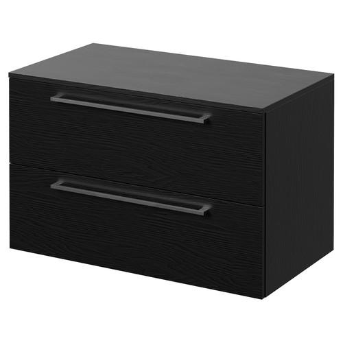 Napoli 460 Nero Oak 800mm Wall Mounted 2 Drawer Vanity Unit for Countertop Basins Right Hand View