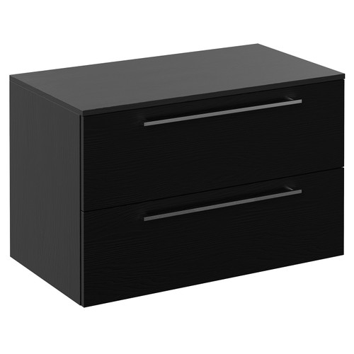 Napoli 460 Nero Oak 800mm Wall Mounted 2 Drawer Vanity Unit for Countertop Basins Left Hand View