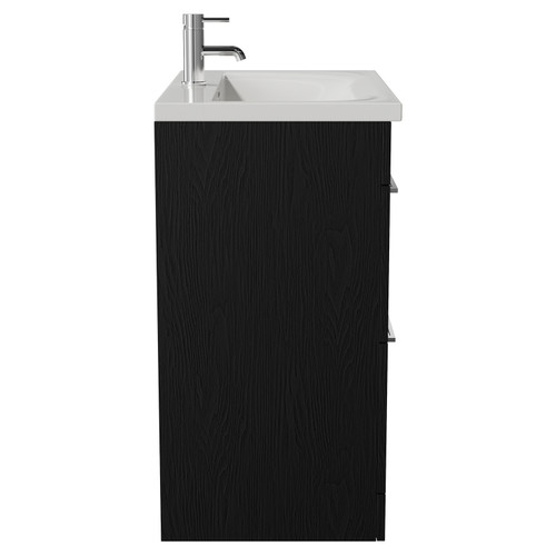 Napoli 460 Nero Oak 800mm 2 Drawer Vanity Unit with Glide Basin Side View