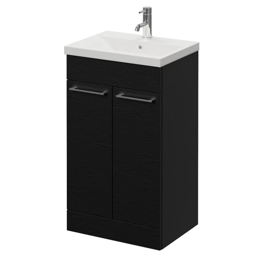 Napoli 390 Nero Oak 500mm 2 Door Vanity Unit with Glide Basin Right Hand View
