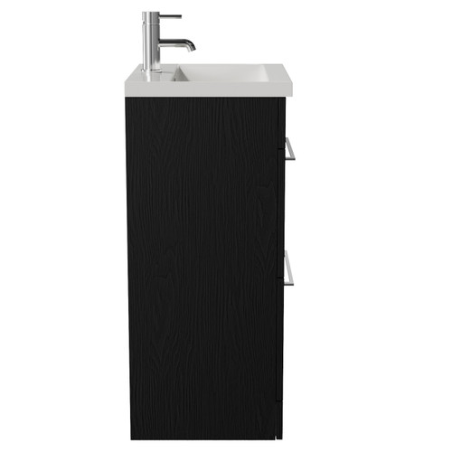 Napoli 390 Nero Oak 500mm 2 Drawer Vanity Unit with Glide Basin Side View
