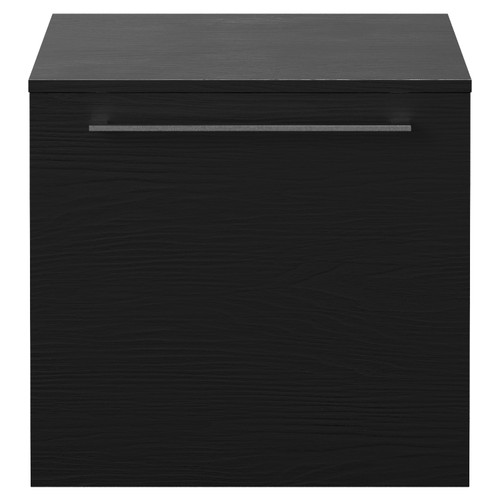 Napoli 390 Nero Oak 500mm Wall Mounted Single Drawer Vanity Unit for Countertop Basins Front View