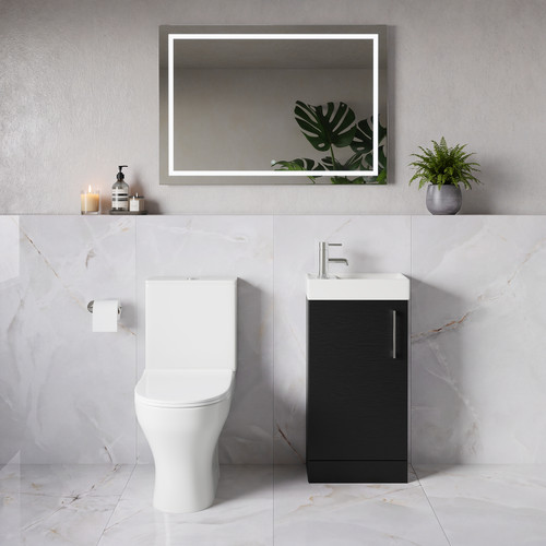 Napoli Cube Nero Oak 400mm Single Door Vanity Unit and Jubilee Toilet Suite with Align Basin Lifestyle Image