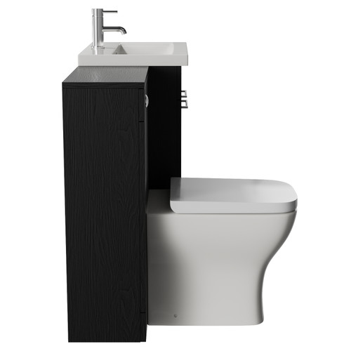 Napoli 390 Nero Oak 1100mm 2 Door Vanity Unit Toilet Suite with Glide Basin Side View
