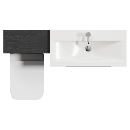 Napoli 390 Nero Oak 1300mm 2 Drawer Vanity Unit Toilet Suite with Glide Basin Top View