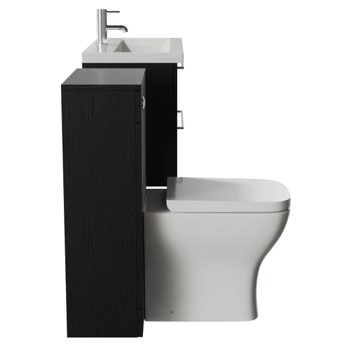 Napoli 390 Nero Oak 1300mm Wall Mounted 2 Drawer Vanity Unit and Toilet Suite with Glide Basin Side View