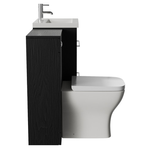 Napoli 390 Nero Oak 1000mm 2 Drawer Vanity Unit Toilet Suite with Glide Basin Side View